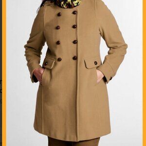 Lands' End Women's Petite Wool & Cashmere‎ Blend Collarless Peacoat, Size 6P